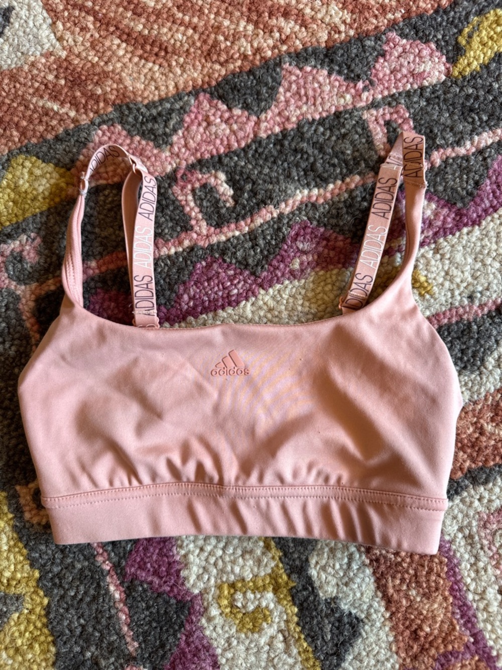 adidas Dusty Pink Branded Strap Sports Bra